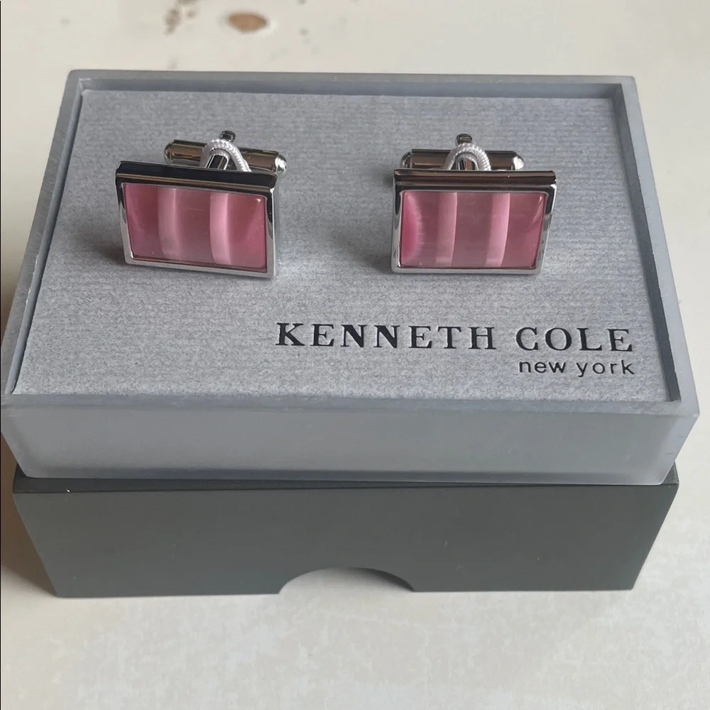 NWT - Kenneth Cole Silver and Pink Cufflinks